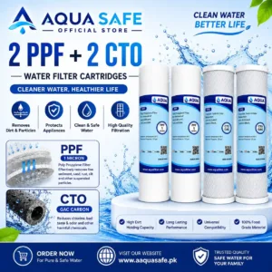 Aqua Safe 2 PPF and 2 CTO water filter cartridge replacement set for RO water purifier