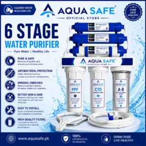 Aqua Safe 6 Stage Non Electric Water Filter with six-stage purification system for clean and healthy drinking water.