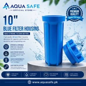 Aqua Safe 10 inch blue filter housing with matching threaded cap