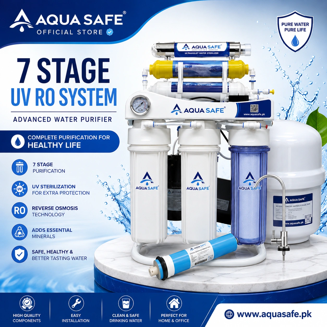 aqua safe 7 stage uv ro poster Aqua Safe 7 Stage UV RO Water Purifier System in Pakistan