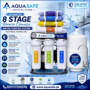 Aqua Safe 8 Stage RO System with Stand and Pressure Gauge in Pakistan