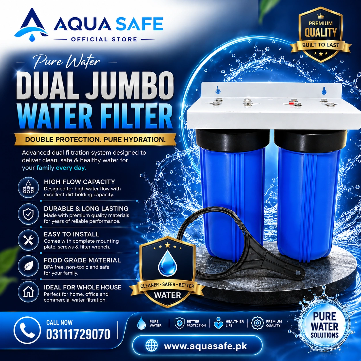 f9ddd6d3-54b1-4e60-b01e-1542f99e16e1 10 Inch Dual Jumbo Water Filter Housing Heavy Duty Two Stage Whole House Water Filter
