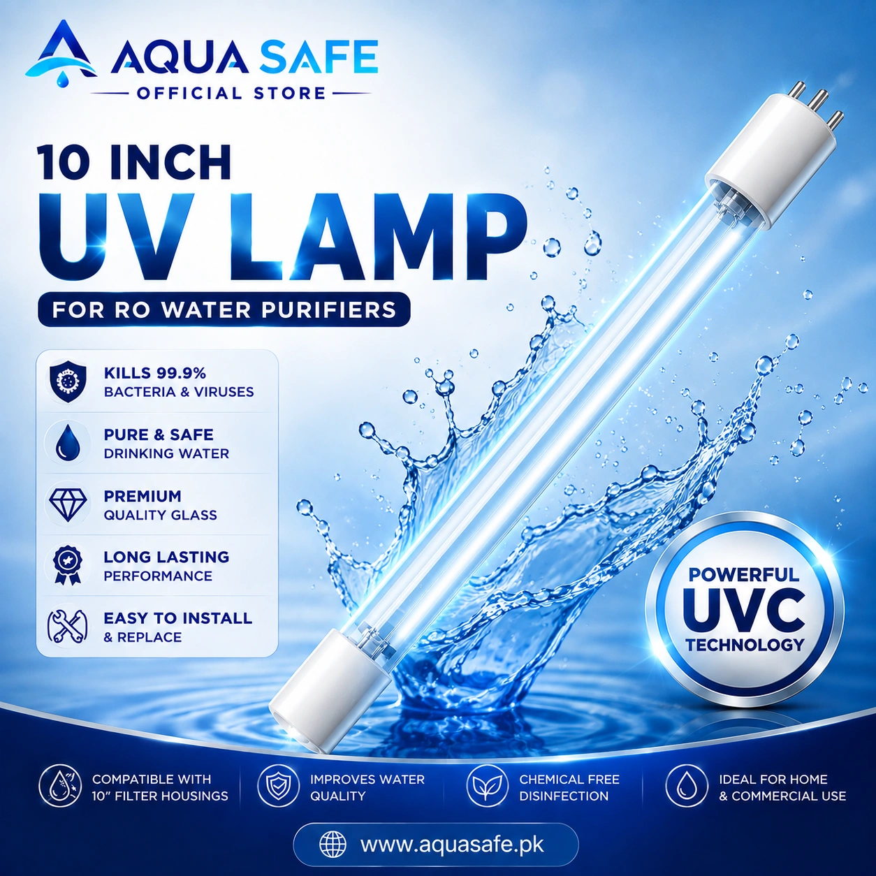 uv lamp 10 inch 10 Inch UV Lamp for RO water filter with UV-C sterilization technology for effective water disinfection.