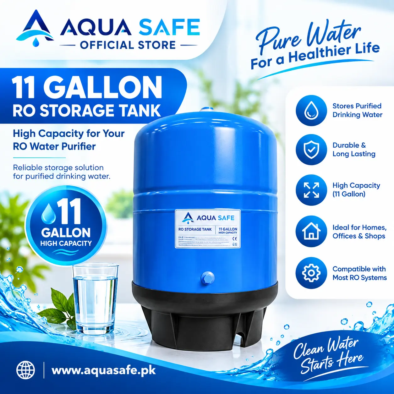 Aqua Safe 11 Gallon RO Storage Tank Aqua Safe 11 Gallon RO Storage Tank in Pakistan